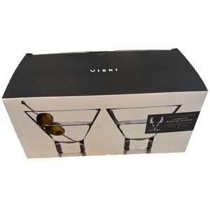 Set of (2) VISKI beautiful Stemless Martini Glasses 7.5oz  Heavy Base NEW in Box